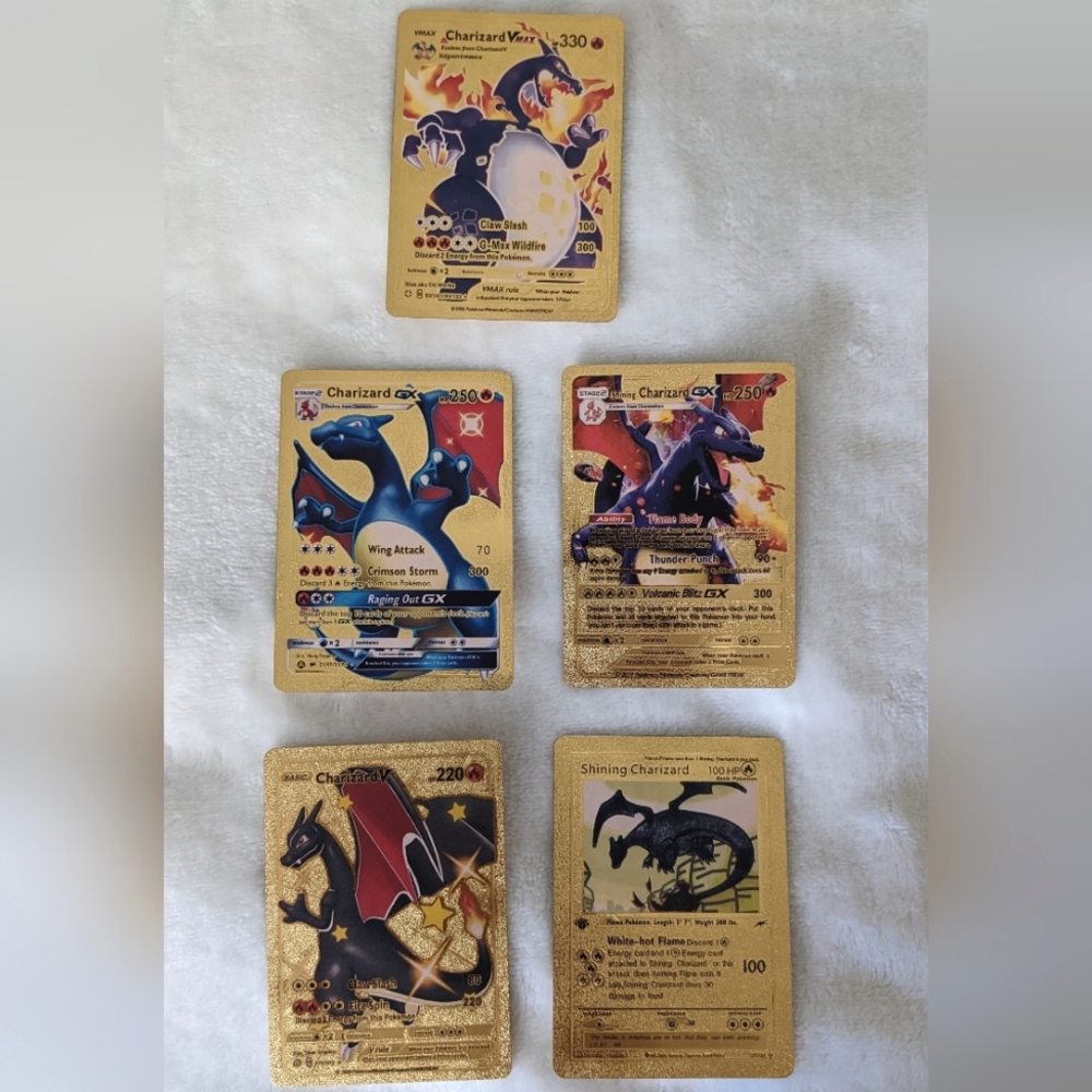 Pokemon Gold Metal Cards - Shiny/Shining Charizard Set (Unofficial)